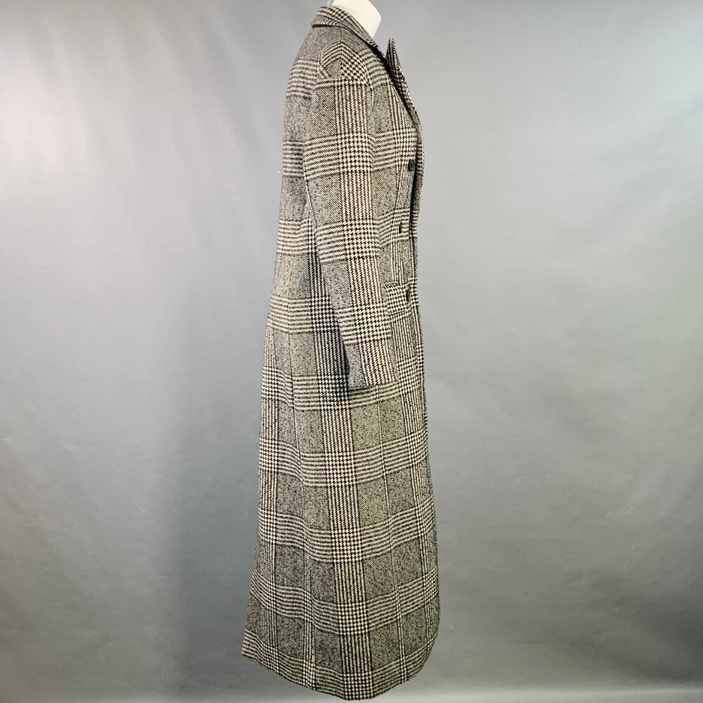 MICHAEL by MICHAEL KORS Size S Black White Wool Blend Plaid Double Breasted Coat - Picture 3 of 12
